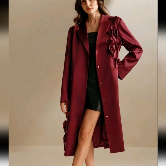 Elegant Design Handmade 3D Floral Loose Blazer Jacket For Women, Autumn - Picture 5 of 5